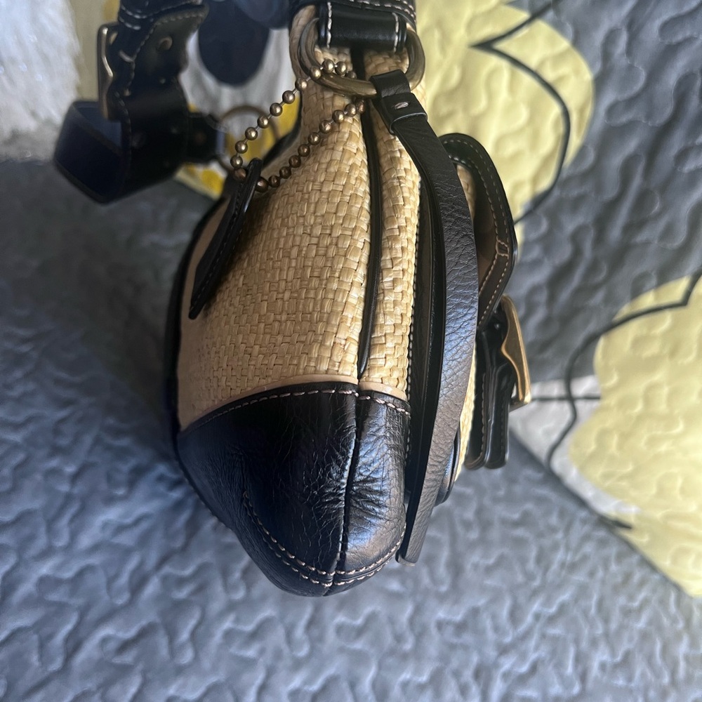 Coach legacy Leather and Straw Shoulder Bag - Picture 5 of 16